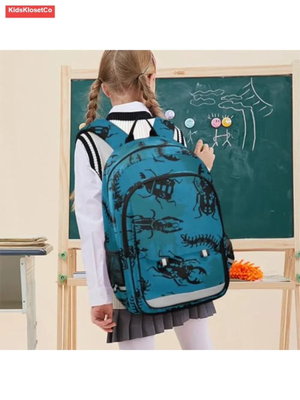 Kids Lightweight School Backpack with Reflective Strips Polyester